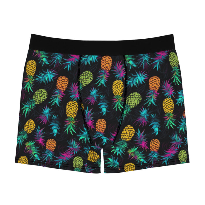 Neon Pineapple Boxer Briefs — All-Over Print Vibrant Tropical Underwear