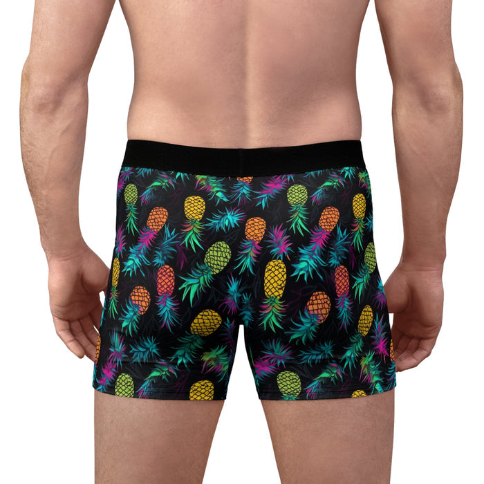 Neon Pineapple Boxer Briefs — All-Over Print Vibrant Tropical Underwear