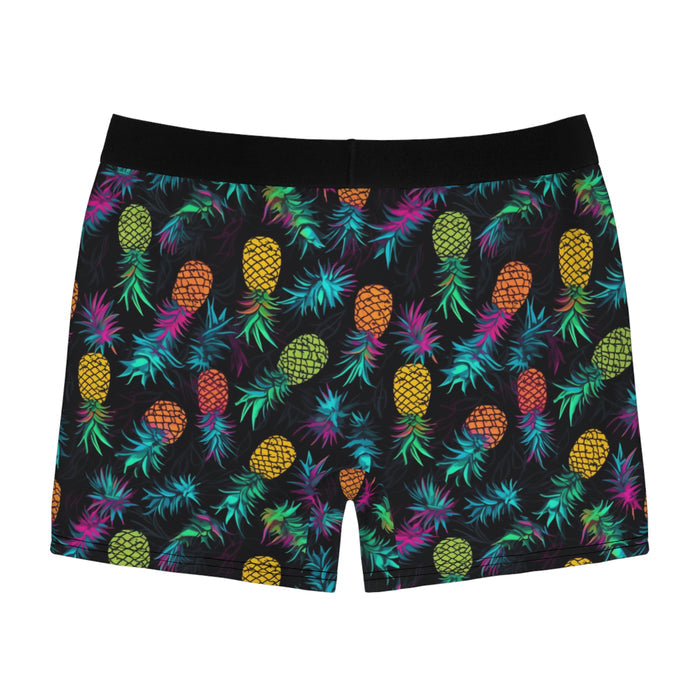 Neon Pineapple Boxer Briefs — All-Over Print Vibrant Tropical Underwear