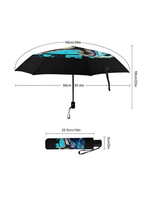 NeoRex - 50cm Dinosaur Print Umbrella with Neon Lightning Design | Fun & Colorful Kids Umbrella NOV9931.