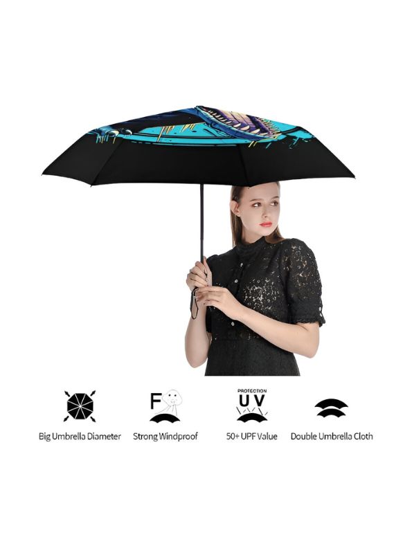 NeoRex - 50cm Dinosaur Print Umbrella with Neon Lightning Design | Fun & Colorful Kids Umbrella NOV9931.