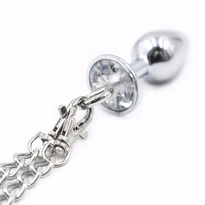New Metal Bondage Sex Handcuffs Connect with Anal Plug Adult SM Sex Toys Bondage Fetish Sex Products