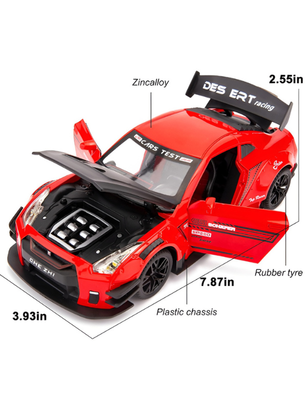 Nissan GT-R R35 Diecast Model Car 1:24 Scale with Smoke Effect LMI16818.