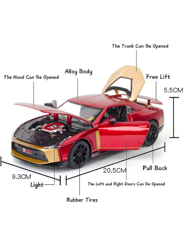 Nissan GT-R50 by Italdesign Diecast Model Car - 1/24 Scale Special Edition - Collectible Toy Car with Pull-Back Action, Lights, and Sound - Perfect Gift for Car Enthusiasts - Free Car Inside - LMI15124