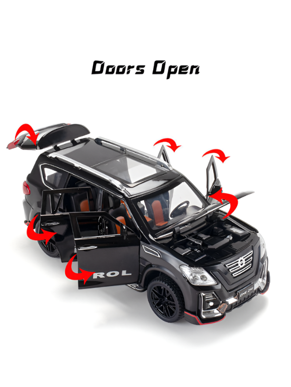 Nissan Patrol Diecast Alloy SUV Model - 1:24 Scale Pull-Back Toy Car with Lights & Sound TV6228