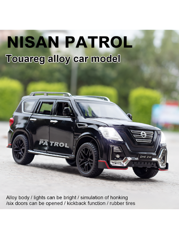 Nissan Patrol Diecast Alloy SUV Model - 1:24 Scale Pull-Back Toy Car with Lights & Sound TV6228