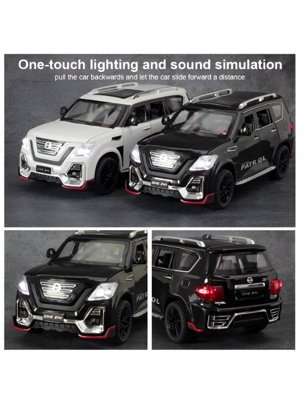 Nissan Patrol Diecast Alloy SUV Model - 1:24 Scale Pull-Back Toy Car with Lights & Sound TV6228