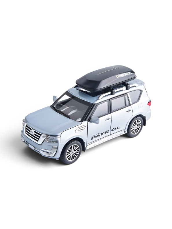 Nissan Patrol Diecast Model Car 1:32 Scale Grey Alloy Metal Toy Car with Opening Doors for Collectors TV5652