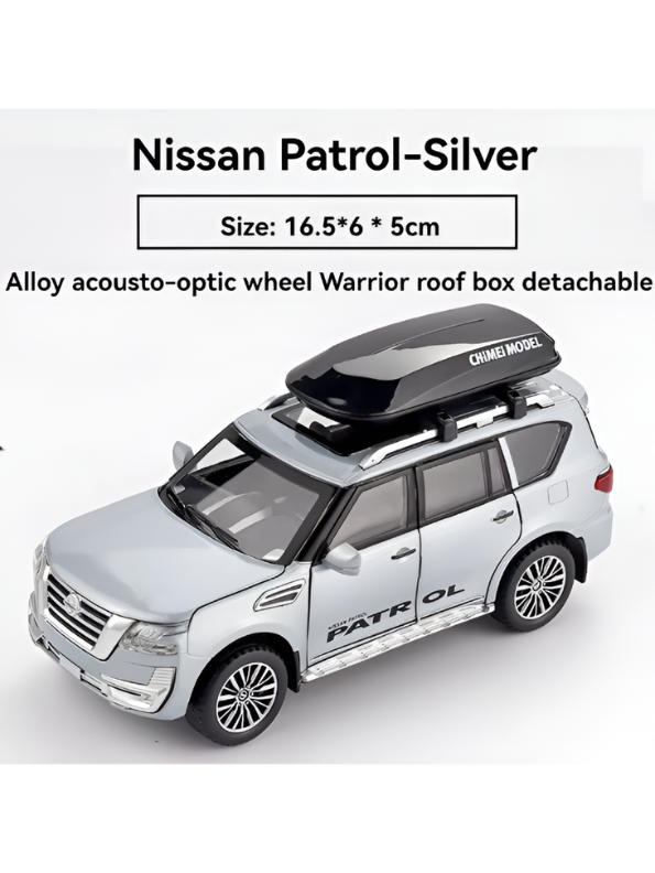 Nissan Patrol Diecast Model Car 1:32 Scale Grey Alloy Metal Toy Car with Opening Doors for Collectors TV5652