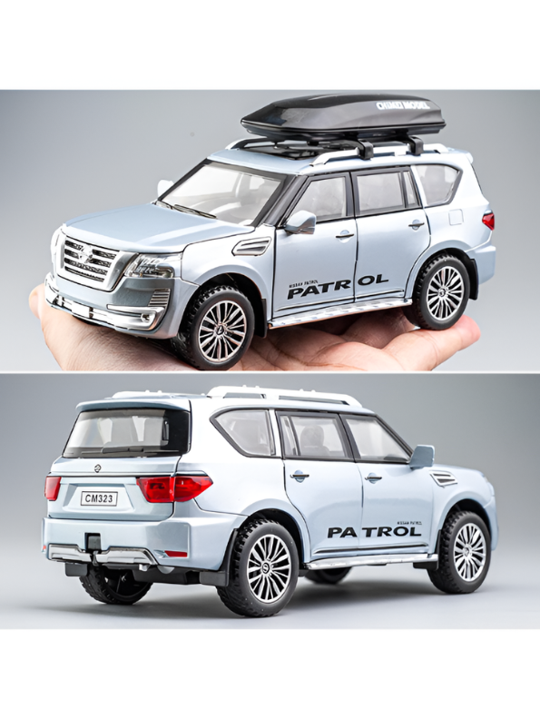 Nissan Patrol Diecast Model Car 1:32 Scale Grey Alloy Metal Toy Car with Opening Doors for Collectors TV5652