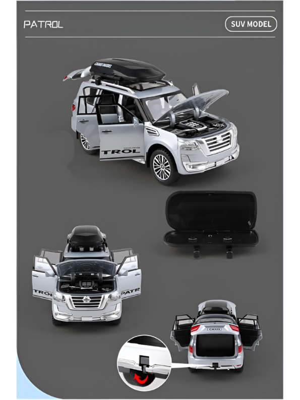 Nissan Patrol Diecast Model Car 1:32 Scale Grey Alloy Metal Toy Car with Opening Doors for Collectors TV5652