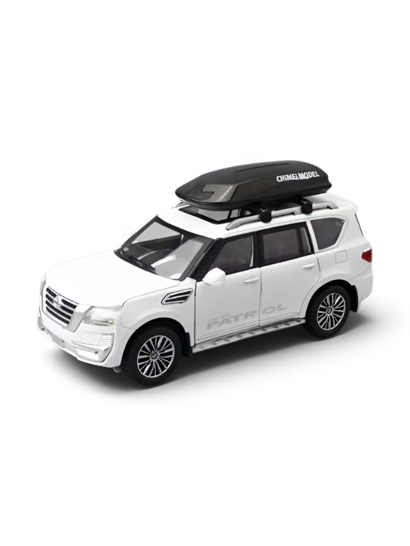 Nissan Patrol Diecast Model Car 1:32 Scale White Alloy Metal Toy Car with Opening Doors for Collectors TV5652
