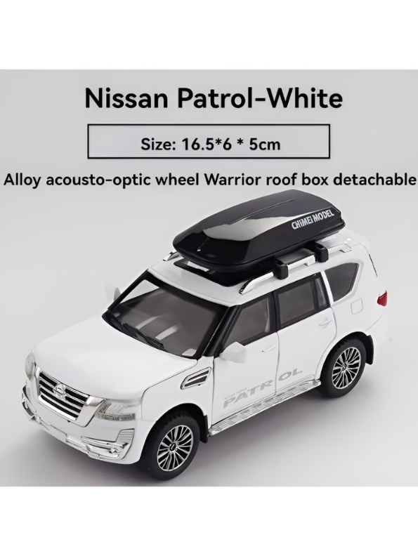 Nissan Patrol Diecast Model Car 1:32 Scale White Alloy Metal Toy Car with Opening Doors for Collectors TV5652