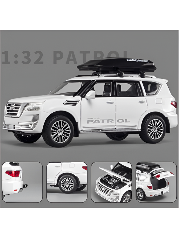 Nissan Patrol Diecast Model Car 1:32 Scale White Alloy Metal Toy Car with Opening Doors for Collectors TV5652