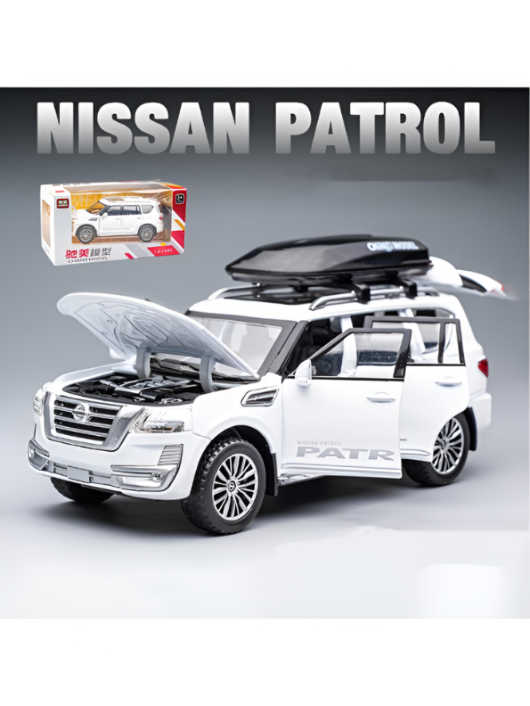 Nissan Patrol Diecast Model Car 1:32 Scale White Alloy Metal Toy Car with Opening Doors for Collectors TV5652