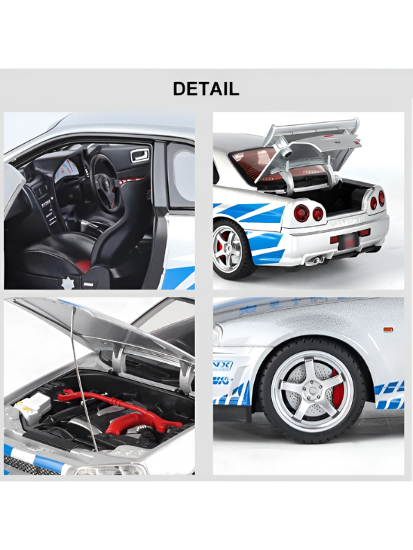 Nissan Skyline GT-R R34 1:18 Diecast Collectible Car Model – Realistic Metal Replica TV5938