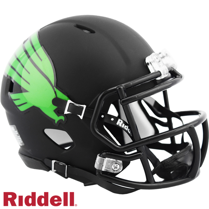 North Texas Mean Green Helmet Riddell Replica Mini Speed Style Matte Black-0