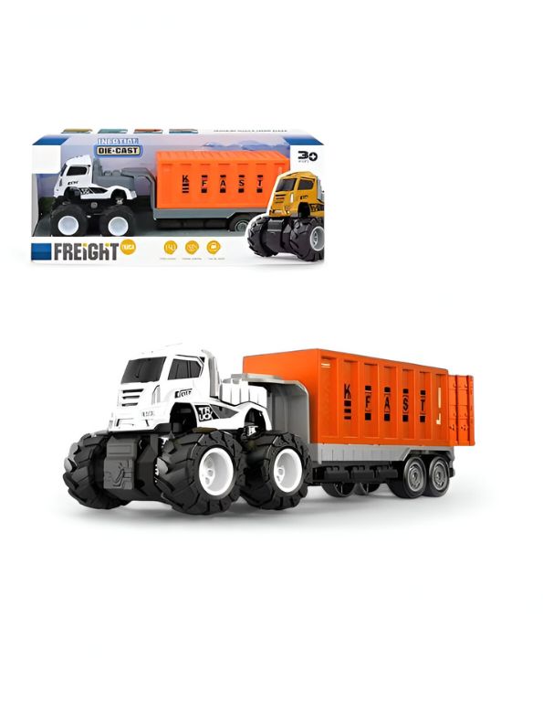 Orange - Transport Carrier – Pull Back Vehicle Truck for Kids LMI12108.