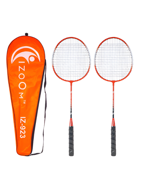 Orange 2-Piece Badminton Racket Set, High-Performance T-Joint Frame, Shock-Absorbing Comfort Handle, Includes Durable Racket Bag LMI1322