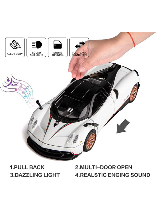 Pagani Model 1:32 Scale Diecast Car - White Metal Collectible | TV-N-24 - Toyloft