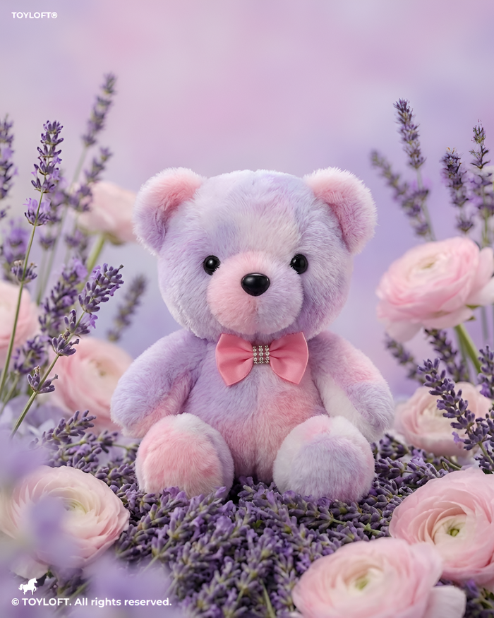 Pastel Tie-Dye Soft Teddy Bear8"Soft Plush Toy with Pink Bow Tie ST11094