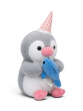 Penguin 8-Inch Cute Plush Toy with Party Hat and Blue Fish | Soft Stuffed Animal for Kids and Toddlers ST16026
