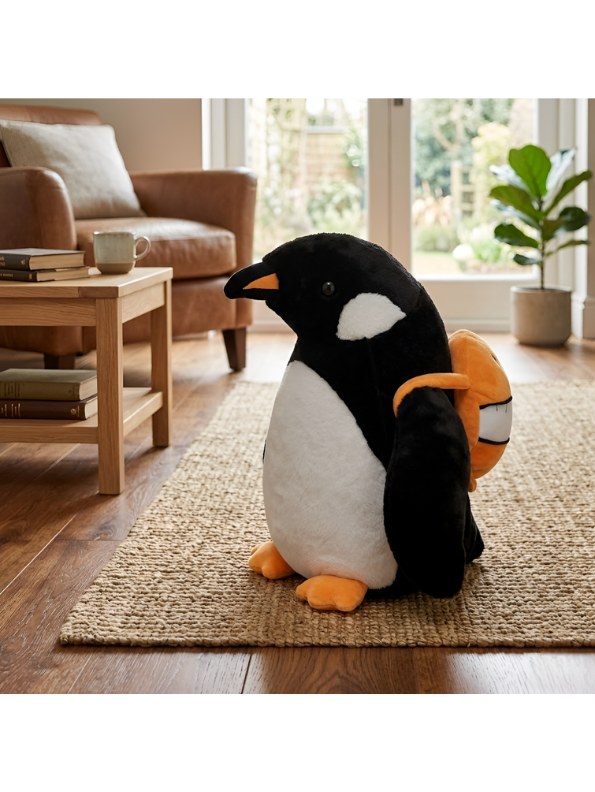 Penguin Plush Toy with Removable Orange Backpack – Adorable 10-Inch Soft Stuffed Animal for Kids & Toddlers ST16681
