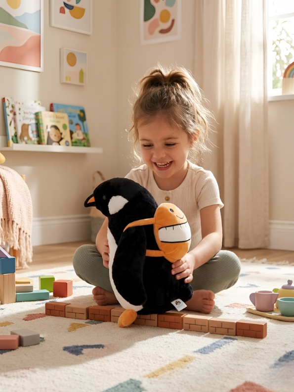 Penguin Plush Toy with Removable Orange Backpack – Adorable 10-Inch Soft Stuffed Animal for Kids & Toddlers ST16681