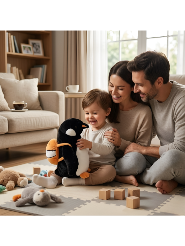 Penguin Plush Toy with Removable Orange Backpack – Adorable 10-Inch Soft Stuffed Animal for Kids & Toddlers ST16681
