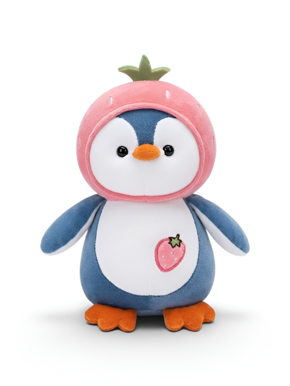 Penguin Plush Toy with Strawberry Hoodie – 8-Inch Cute Soft Kawaii Animal Stuffed Toy for Kids and Toddlers ST16501