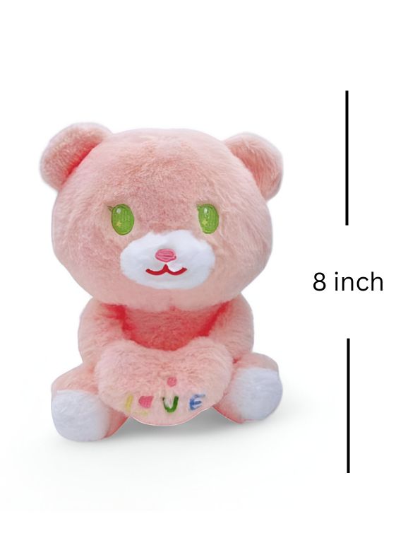 Pink - Teddy Love Heart Plush Toy - Cute Sitting Teddy Bear Soft Toy for Babies, Kids & Adults 8 inch - MS14688.