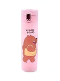 Pink - Zoopy - Cute Print Kids Water Bottle 500ml Stainless Steel with Push Button Lid | Leak-Proof & BPA-Free NOV7104.