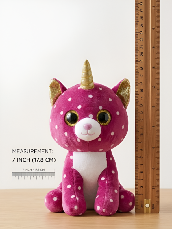 Pink Polka Dot Unicorn Plush – 7-Inch Sparkle Horn Soft Toy for Kids ST16520