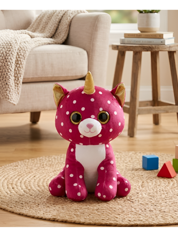 Pink Polka Dot Unicorn Plush – 7-Inch Sparkle Horn Soft Toy for Kids ST16520