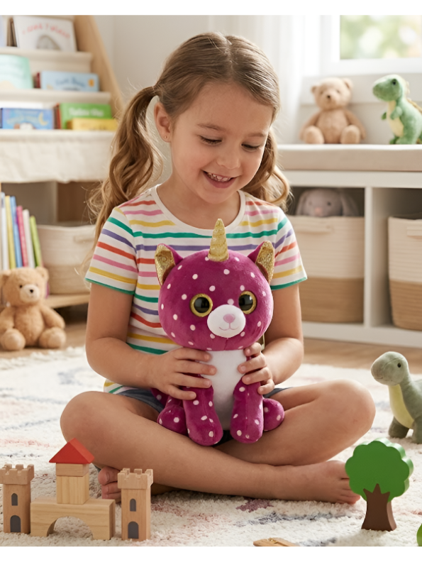 Pink Polka Dot Unicorn Plush – 7-Inch Sparkle Horn Soft Toy for Kids ST16520