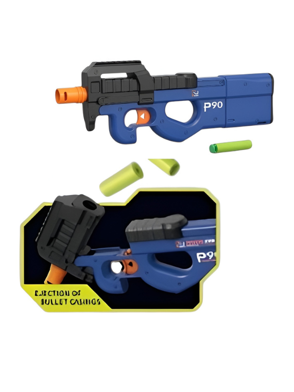 Pioneer P90 Shell Ejecting Soft Bullet Toy Gun with Foam Darts – Blue Tactical Blaster Toy for Kids Ages 5+ LMI16871