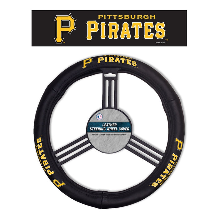 Pittsburgh Pirates Steering Wheel Cover Leather CO-0