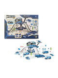 Police Station Toy Car Track Set – DIY Parking Lot Playset with Police Cars, Helicopter, Ramps & Traffic Signs TV4418.