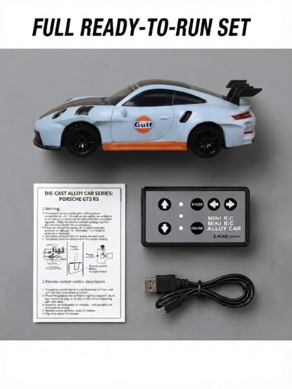 Porsche 911 GT3 RS Mini 1:64 Alloy RC Drifting Car (2.4GHz) MD589