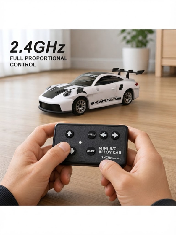 Porsche 911 GT3 RS Mini 1:64 Alloy RC Drifting Car White (2.4GHz) MD589
