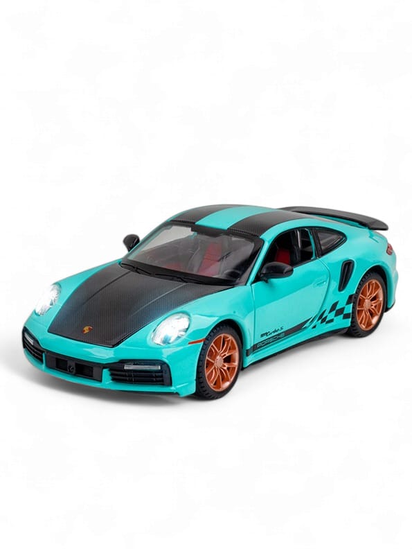 Porsche 911 Turbo S Metal Diecast Car - T-Blue - Scale 1:24 - Big Size - Toyloft