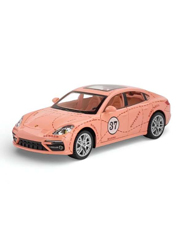 Porsche Panamera Turbo S Gulf Racing Edition - Diecast Metal Model Car - Collectible 1:24 Scale Peach LMI16091 - Free Car Inside.