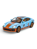 Porsche Panamera Turbo S Gulf Racing Edition - Diecast Metal Model Car - Collectible 1:24 Scale LMI16091 - Free Car Inside.
