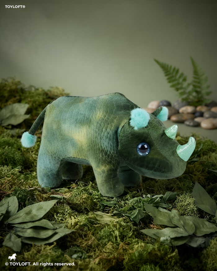 Premium 8-Inch Green Rhinoceros Plushie - Soft Toy Gift for Children ST14772