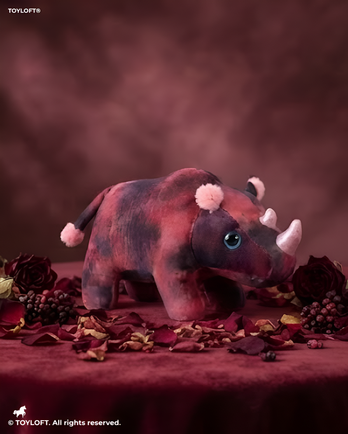 Premium 8-Inch Maroon Rhinoceros Plushie - Soft Toy Gift for Children ST14772