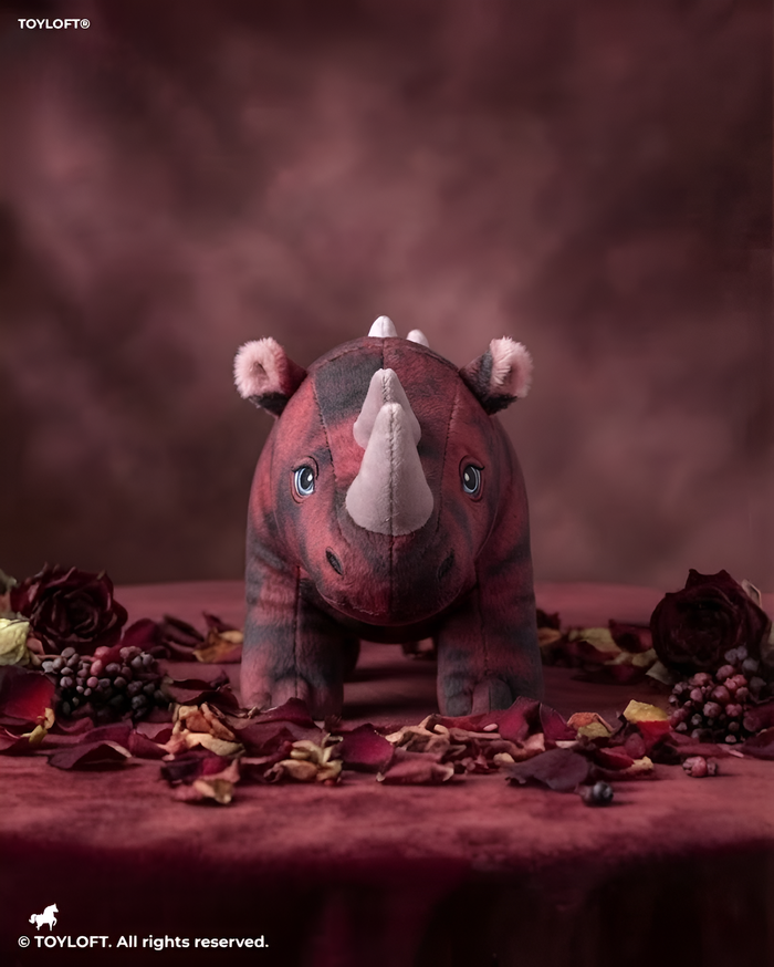 Premium 8-Inch Maroon Rhinoceros Plushie - Soft Toy Gift for Children ST14772