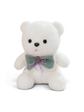 Premium Soft Teddy Bear Toy 10-Inch– White Cute Stuffed Animal with Decorative Collar for Kids & Gifts ST15460