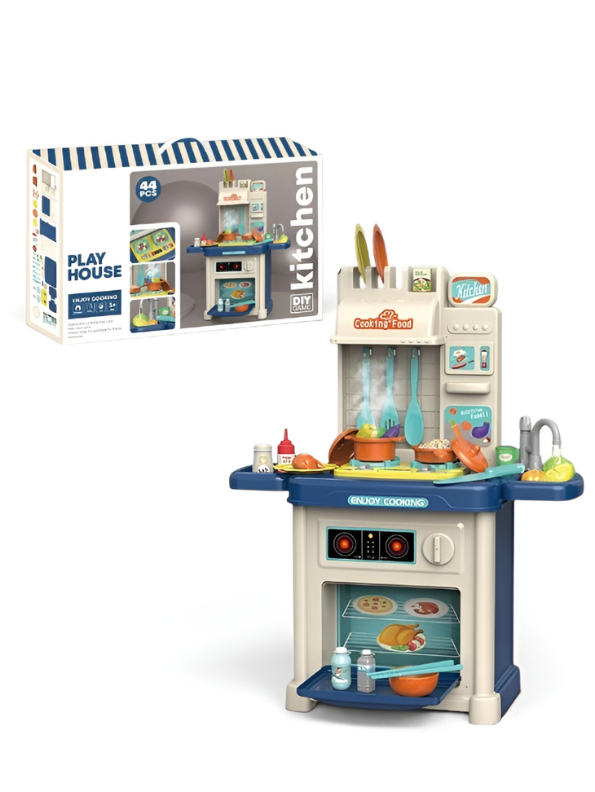Pretend Play Kitchen Set with Spray, Light & Sound – 44-Piece Interactive Cooking Toy for Kids Ages 3+ TV5980