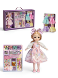 Princess Fashion Doll Playset with Changeable Outfits, Jewelry Making Kit & Gem Stickers for Kids LMI16866