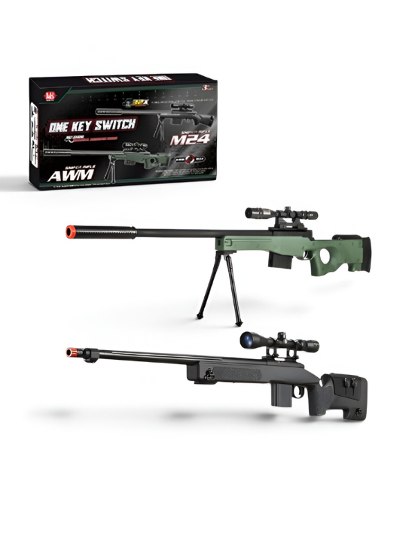 PUBG M24 + AWM Sniper Rifle Toy Gun  – Realistic Looking Role Play Gun for Kids Green Pack of two LMI13848.